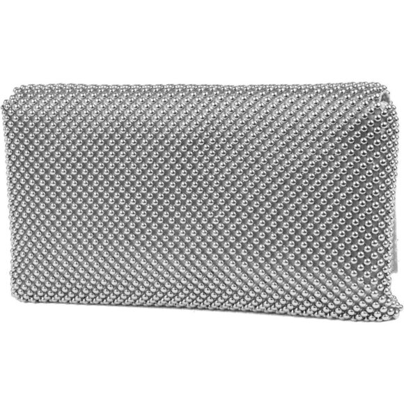 ❤️Trina Mesh Evening Silver Clutch for Women Shoulder Bag - Picture 2 of 4